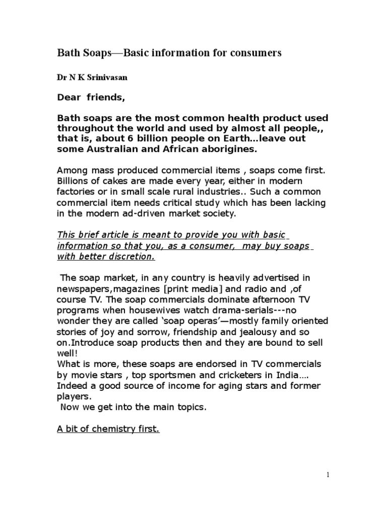 Bath Soaps Consumer Information PDF Soap Sodium Hydroxide