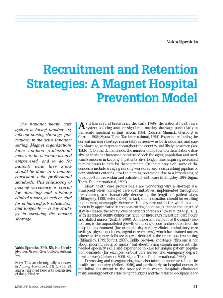 Recruitment and Retention StrategiesA Hospital Prevention Model