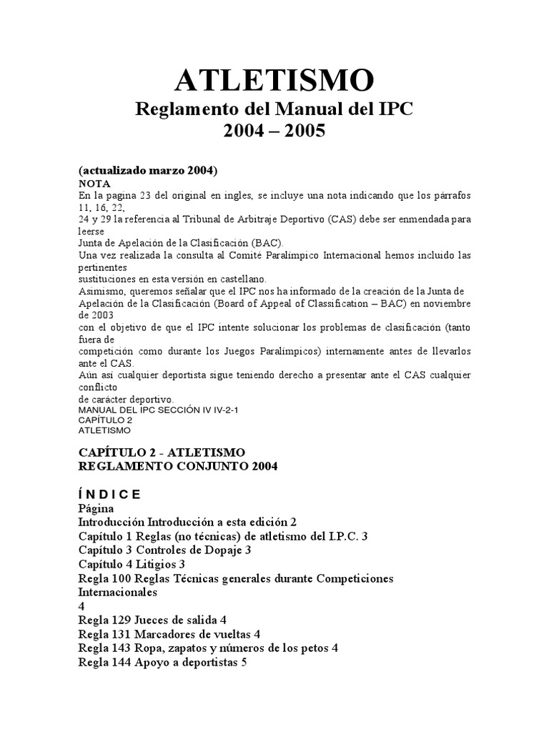 Reglamento de Atletismo  Juegos Paraolímpicos  Salto 