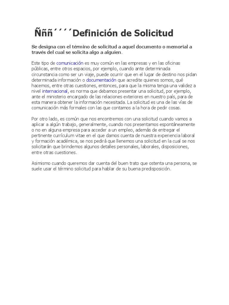 Definición de Solicitud | PDF | Correo | Concepto