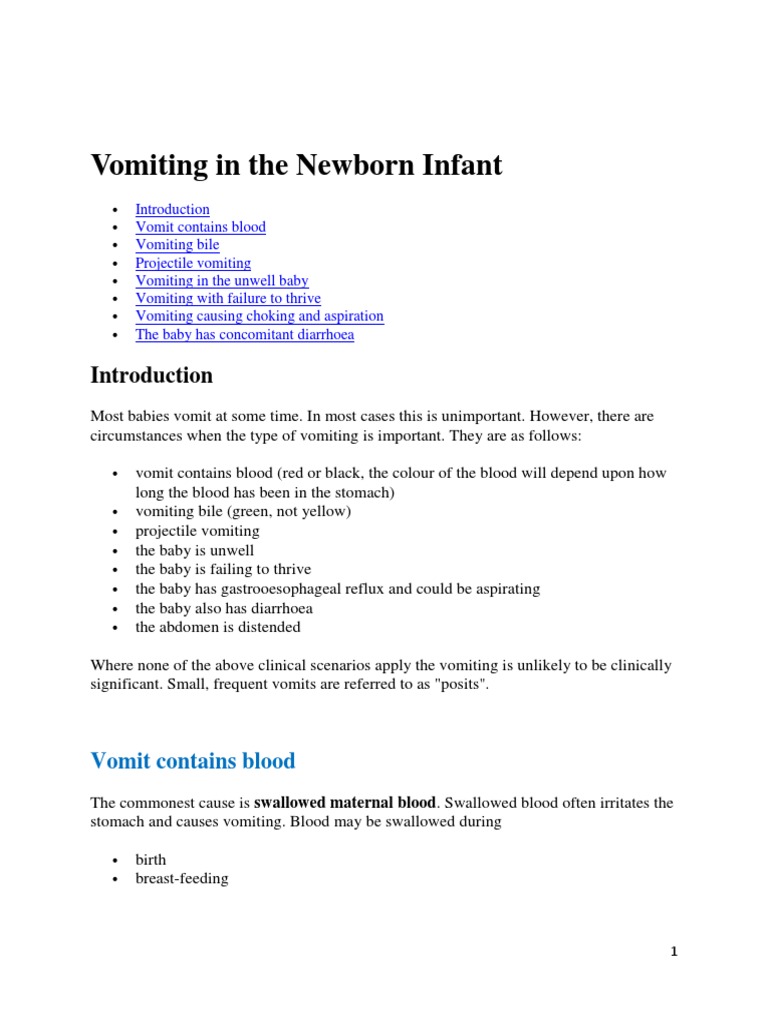Vomiting in The Newborn Infant | PDF | Rtt | Gastroenterology