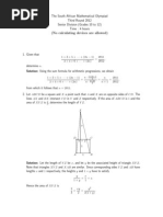 The South African Mathematical Olympiad Third Round 2012 Senior Division (Grades 10 To 12) Time: 4 Hours (No Calculating Devices Are Allowed)