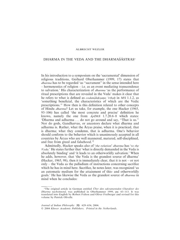 Vedic vs. Dharmasastra Dharma Analysis | PDF | Dharma | Vedas