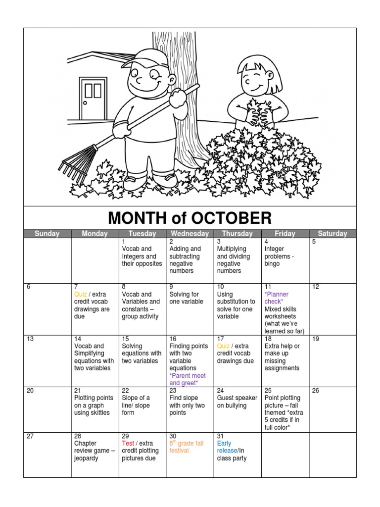 October Math Activities Calendar | PDF