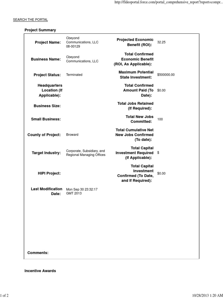 Cbeyond Project Summary and Status | PDF