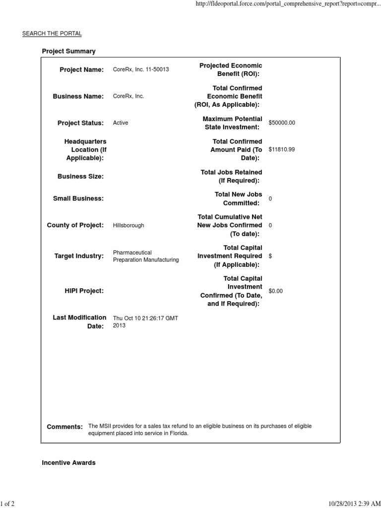 CoreRx, Inc. Project Summary Report | PDF