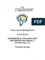 MIDTERM 1 GRAMMAR VOCAB REVISION Key