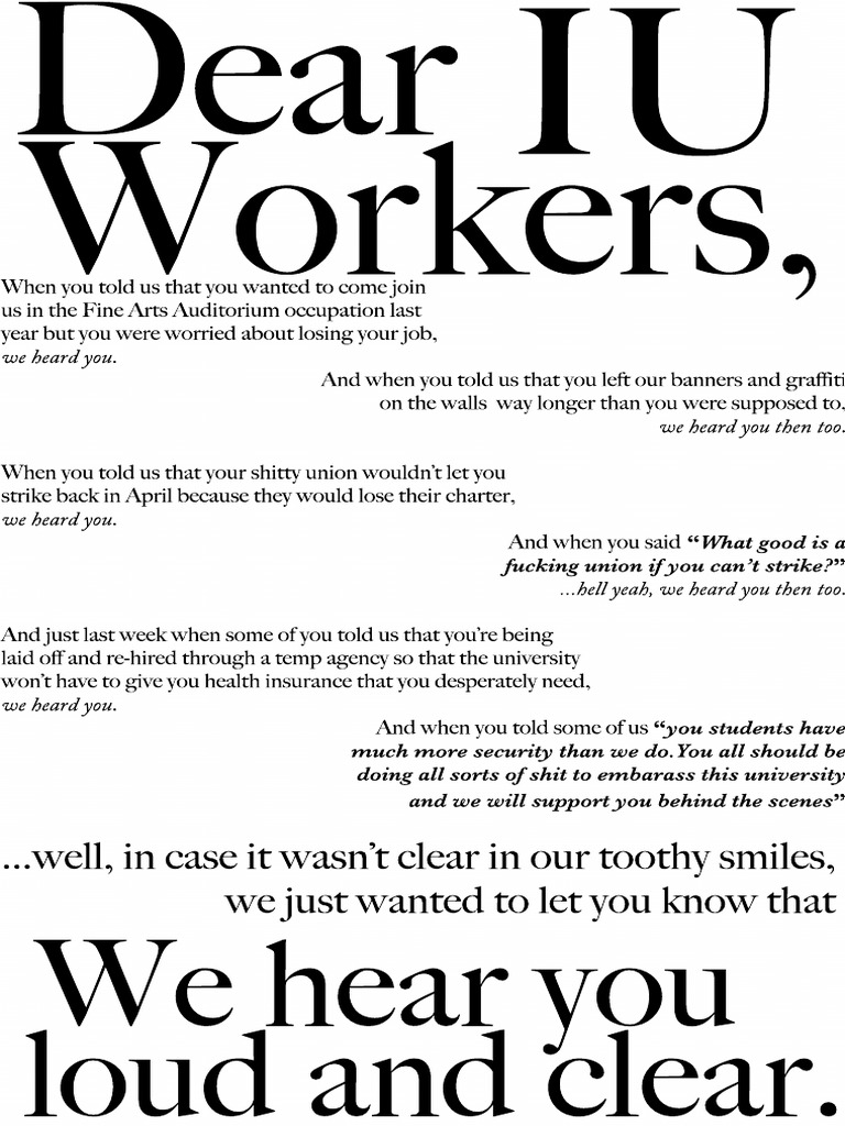 IU Workers' Concerns and Solidarity | PDF