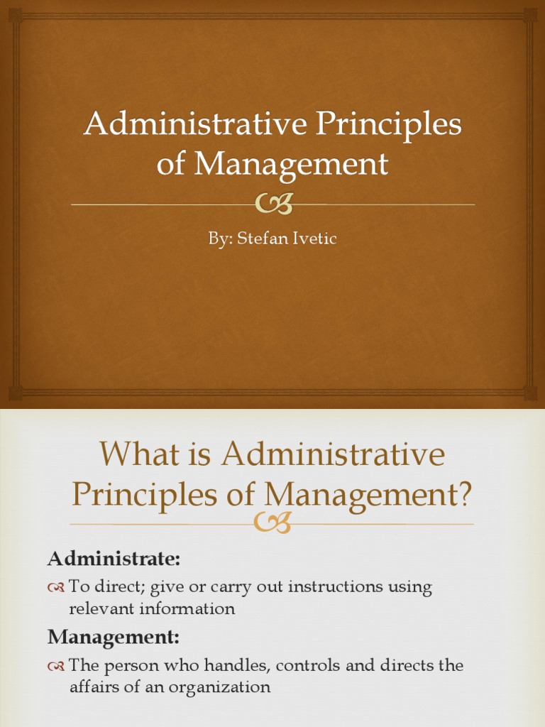 Administrative Principles of Management Hierarchy Employment