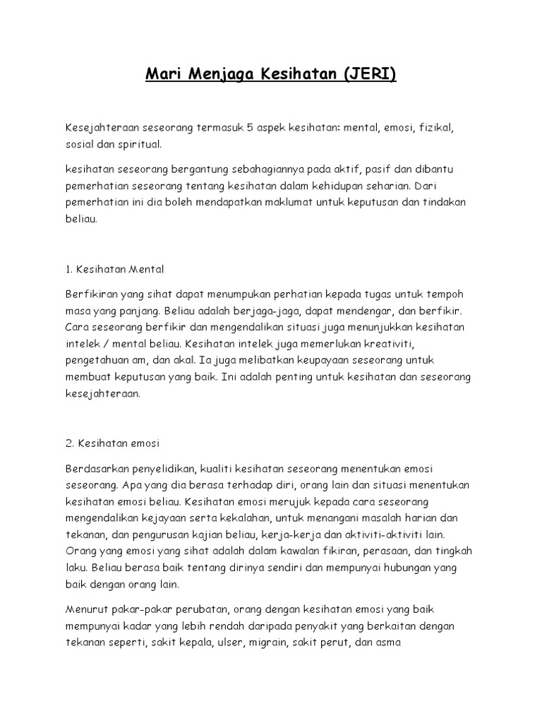 Mari Menjaga Kesihatan Pdf