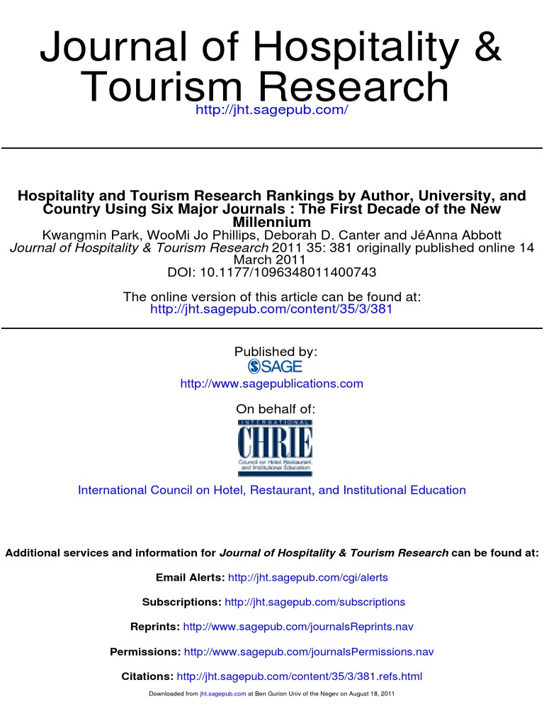 the journal of tourism research