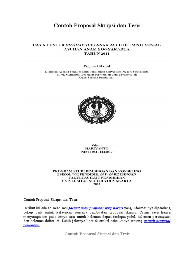  Contoh Proposal Skripsi  dan Tesis doc