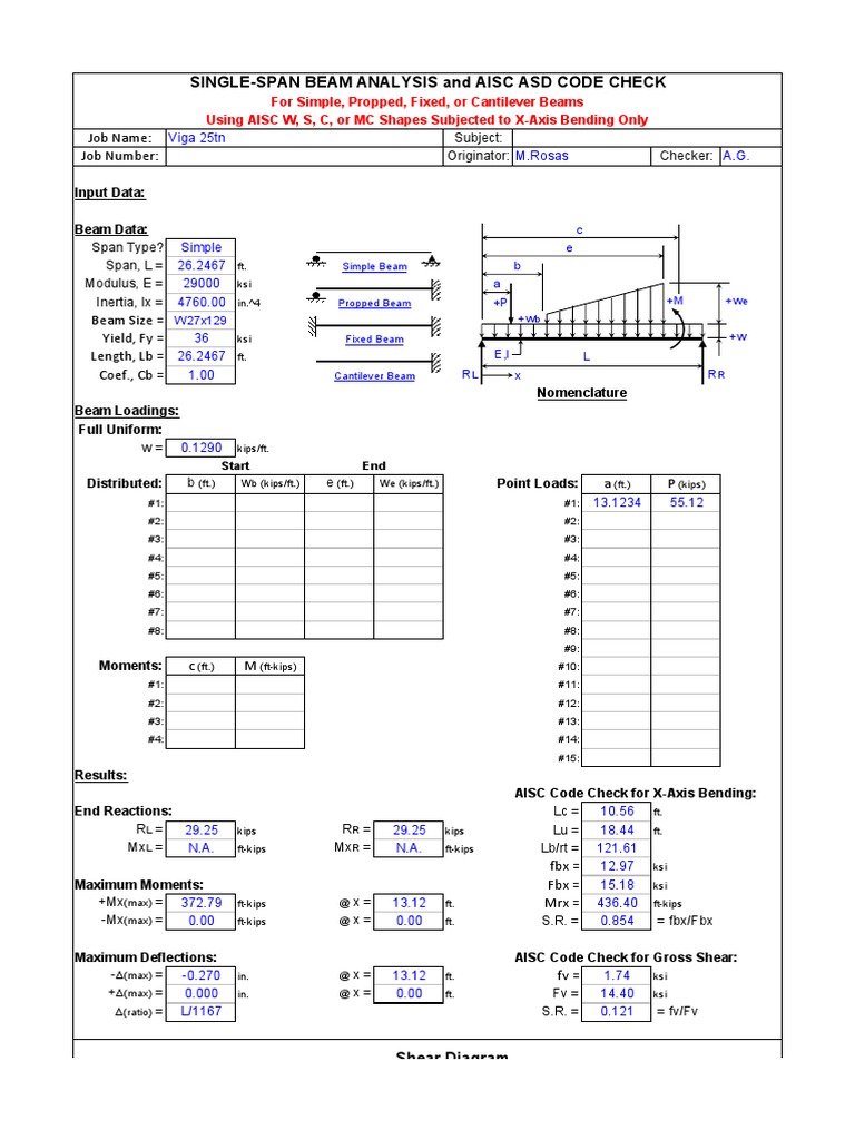 Beam Analysis & AISC Code Check | PDF