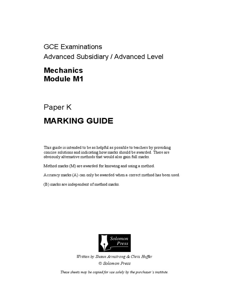 Gce Maths M1 K - Ms PDF | PDF
