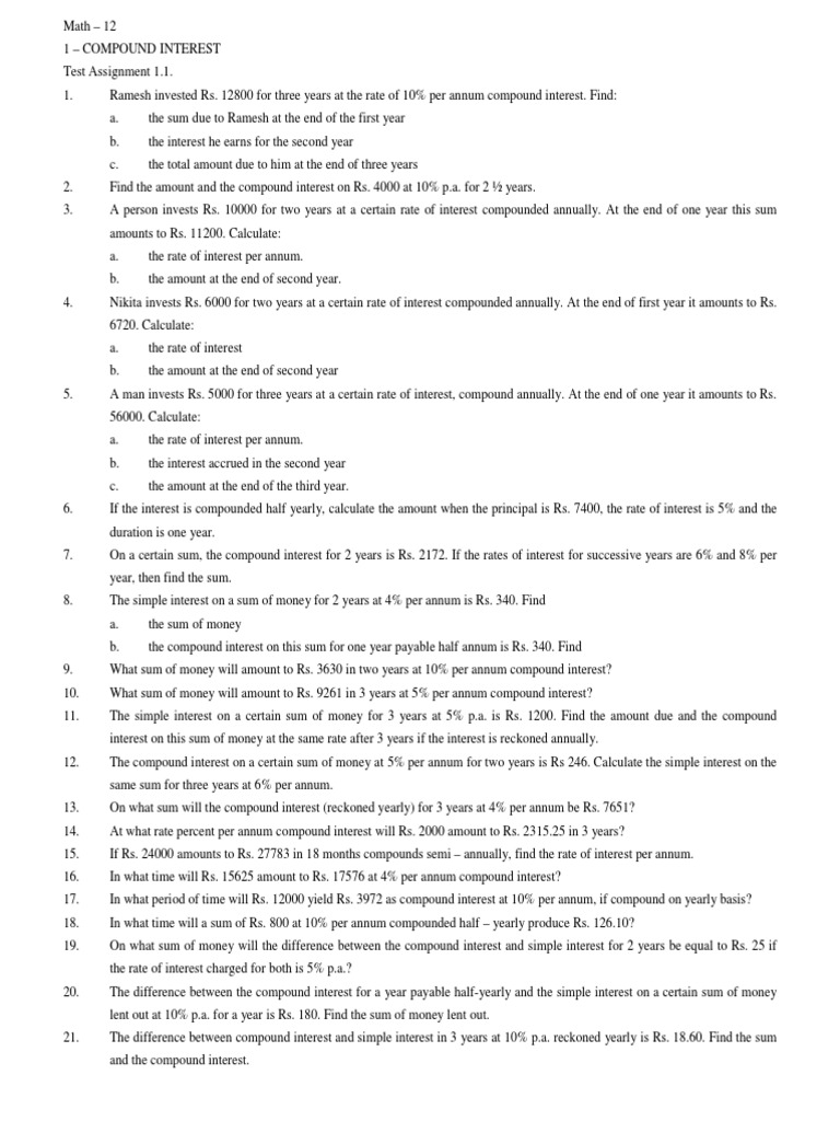 Compound Interest Calculations and Examples | PDF | Dividend | Value ...