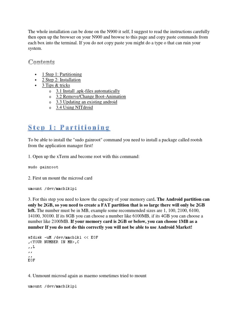 Installing NITdroid on N900 Guide | PDF | Android (Operating System ...