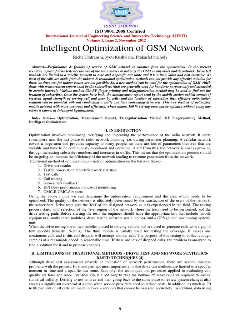 Intelligent Optimization of GSM Networks | PDF | Mathematical ...
