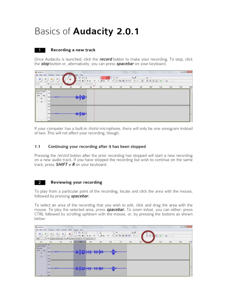 Audacity Manual PDF Button Computer Keyboard