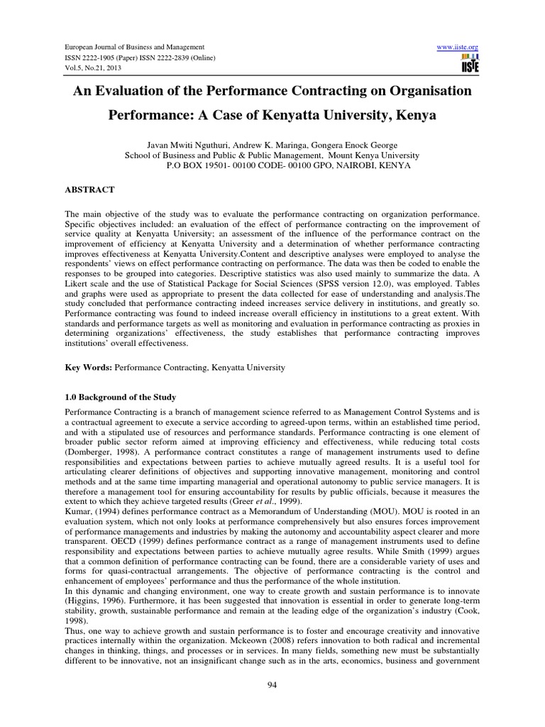 Performance Contracting at Kenyatta University | PDF | Creativity ...