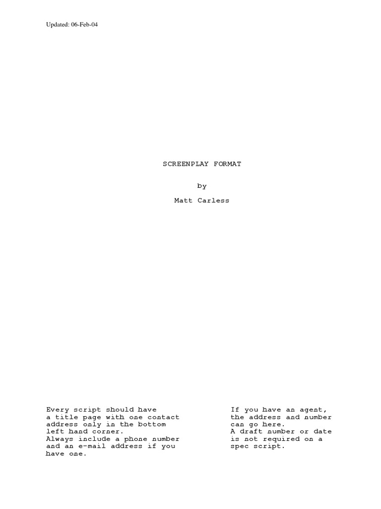 Screenplay Title Page Guidelines | PDF