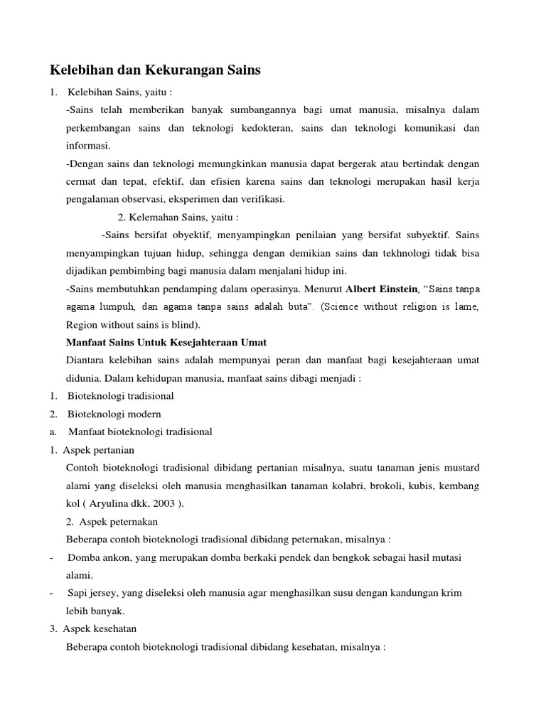 Kelebihan Dan Kekurangan Sains Pdf
