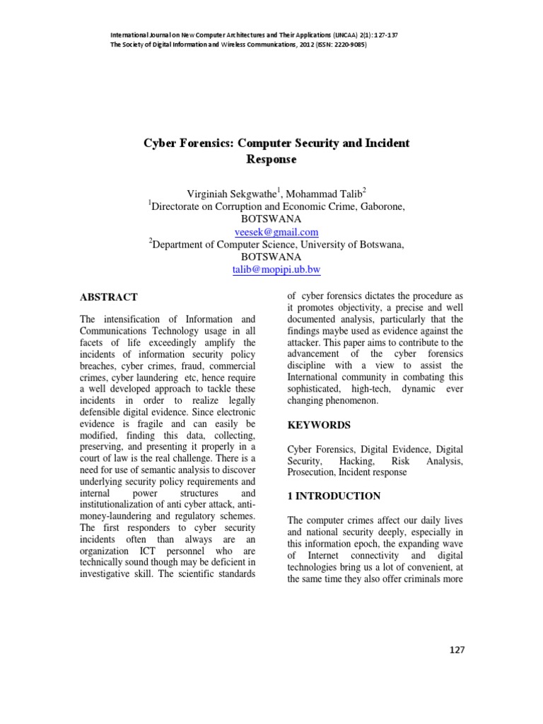 Cyber Forensics and Incident Response | PDF | Computer Security | Security