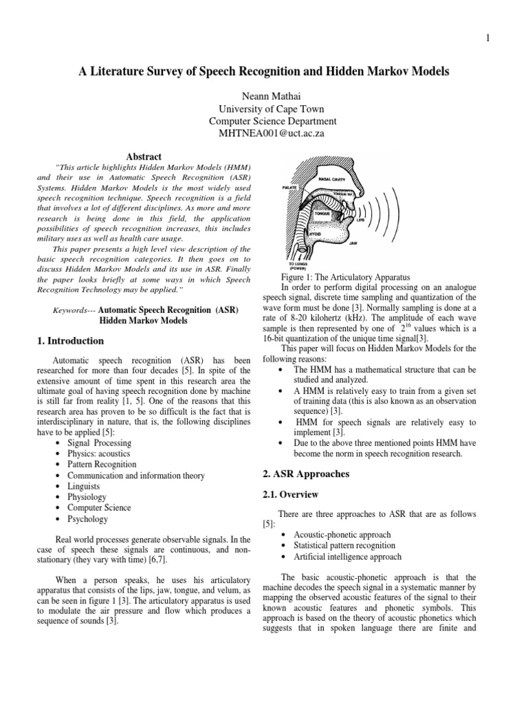 HMMs in Automatic Speech Recognition | PDF | Speech Recognition ...