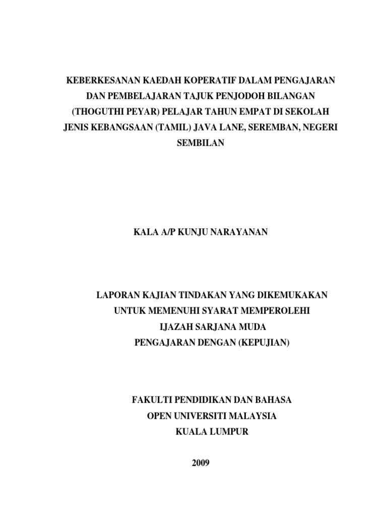Keberkesanan Kaedah Koperatif Dalam Pengajaran Dan Pembelajaran Tajuk Penjodoh Bilangan Pdf