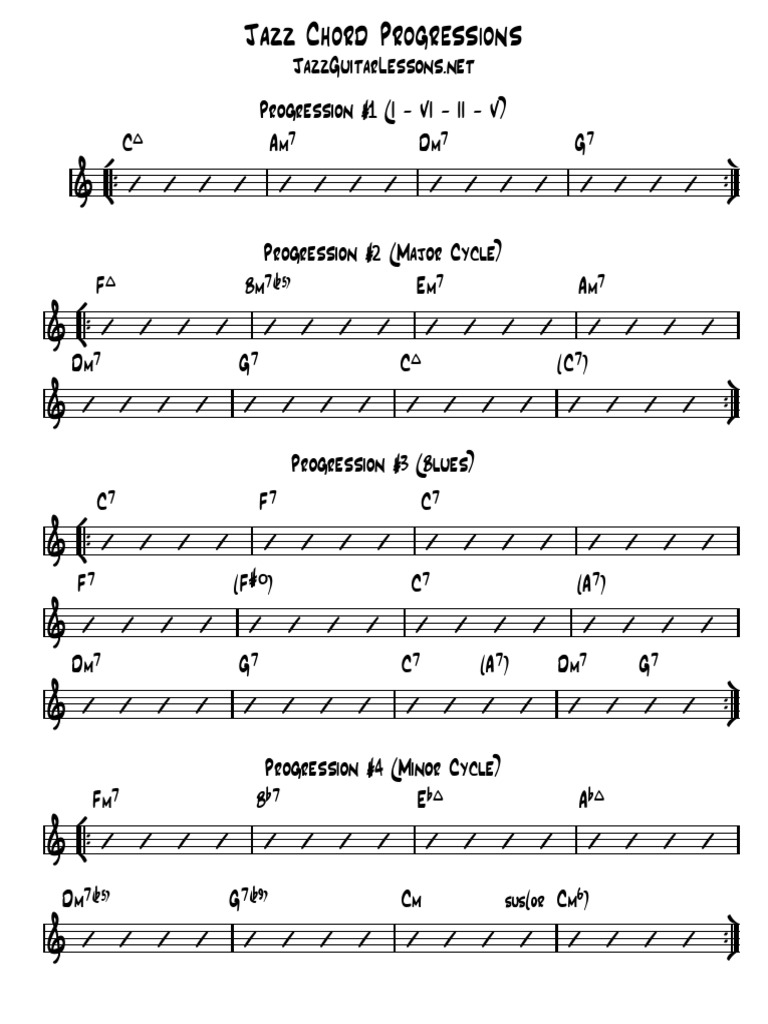Jazz Chord Progressions PDF | Download Free PDF | Musical Scales ...