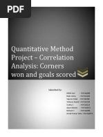 Quantitative Method Project - Correlation Analysis: Corners Won and Goals Scored