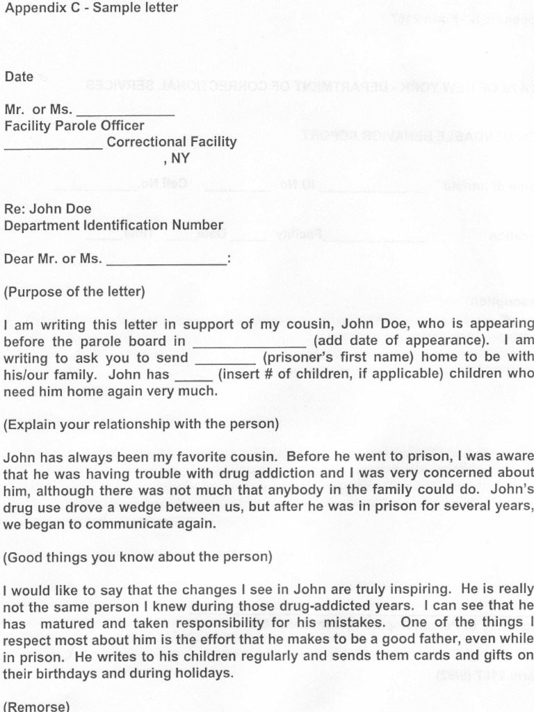 request letter to visit prison