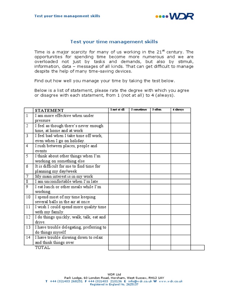 Test.pdf Time Management Well Being