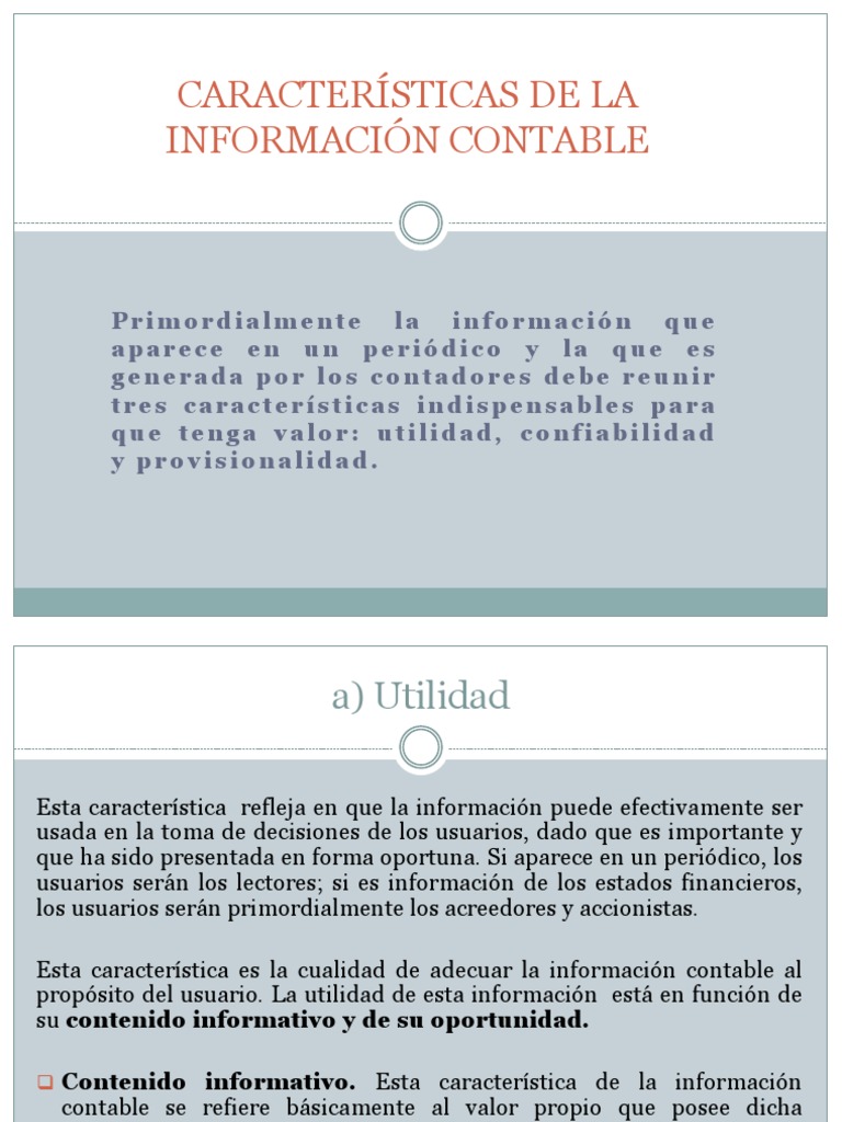 Características de La Información Contable | PDF | Contabilidad ...