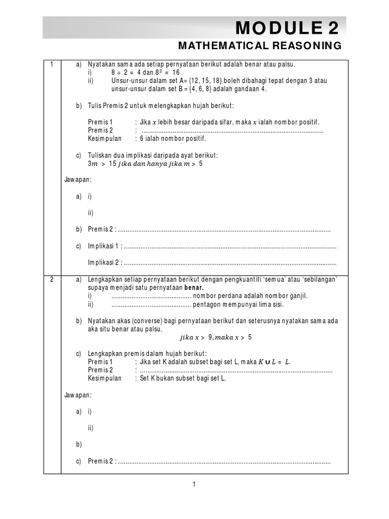 Modul 2 MATHEMATICAL REASONING | PDF