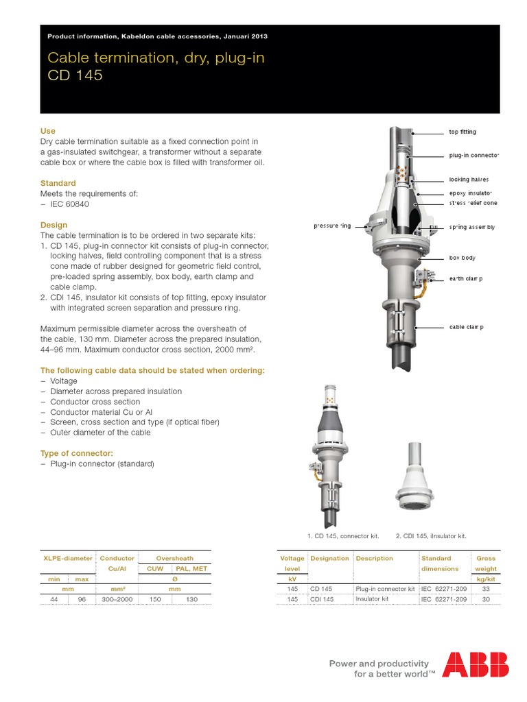 Cable Termination - ABB PDF | PDF | Insulator (Electricity) | Cable