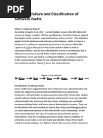 Software Failure and Classification of Software Faults