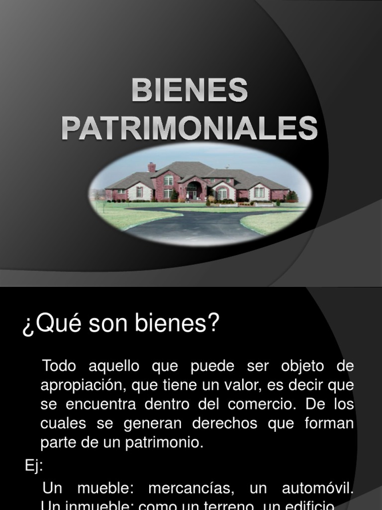 BIENES PATRIMONIALES Patrimonio (Derecho) Propiedad