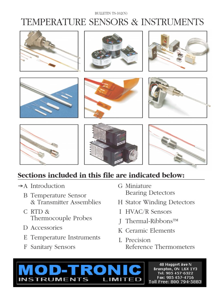 ts102n - A Temp Sensors Introduction PDF | PDF | Thermocouple | Electrical  Resistance And Conductance