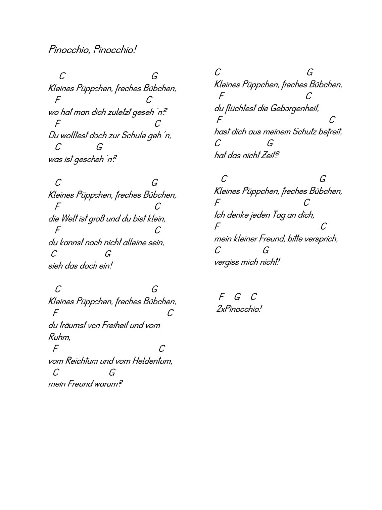 Pinocchio Text