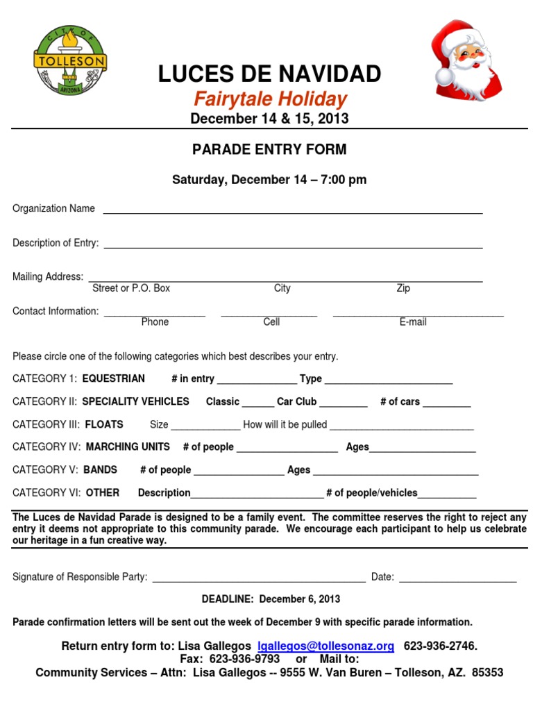 Luces Parade Application 2013 2013101412052525481 | PDF | Business ...