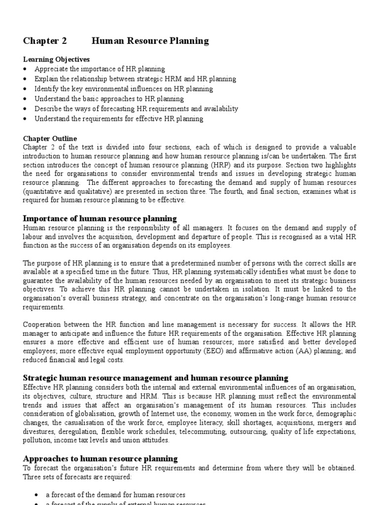 Human Resource Planning PDF Human Resources Forecasting