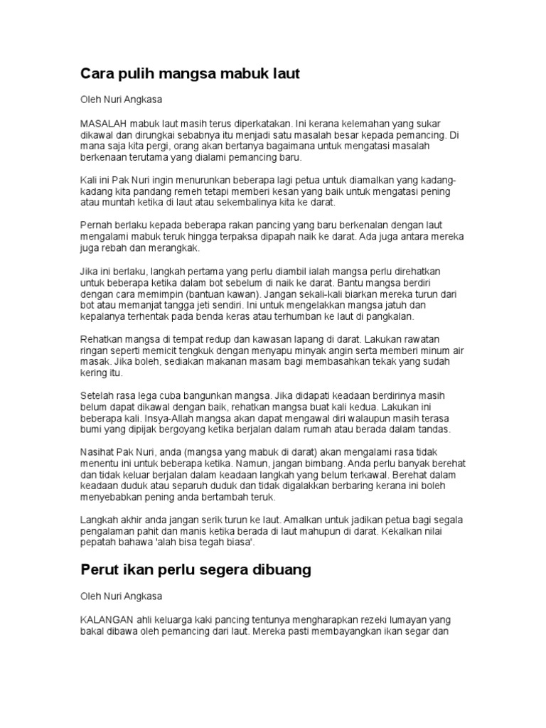 Cara Pulih Mangsa Mabuk Laut Pdf
