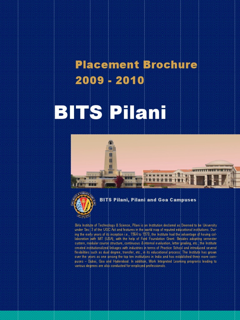 Placement Brochure BITS Pilani PDF Academic Degree Academia