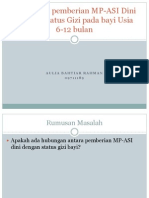 Hubungan Pemberian MP-ASI Dini Dengan Status Gizi Pada, Proposal