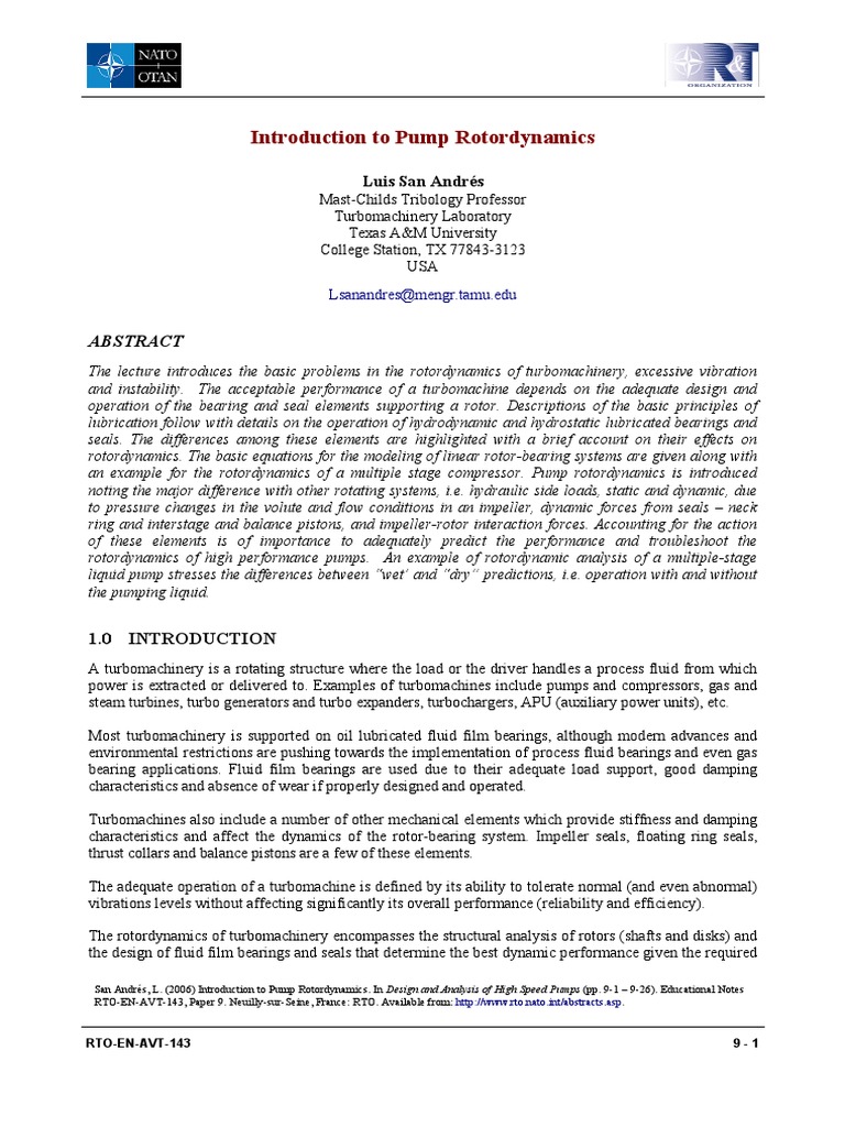 Introduction To Pump Rotor Dynamics PDF | PDF | Computers