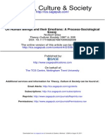 Theory, Culture & Society: Essay On Human Beings and Their Emotions: A Process-Sociological