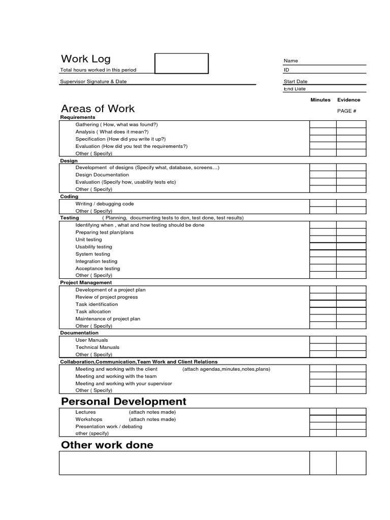 Work Log PDF | PDF