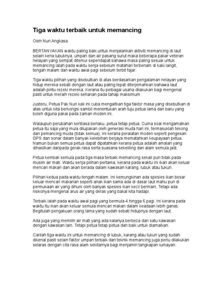 Tiga Waktu Terbaik Untuk Memancing Pdf