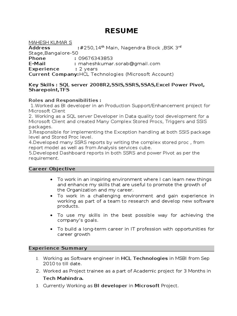 Resume In Pdf