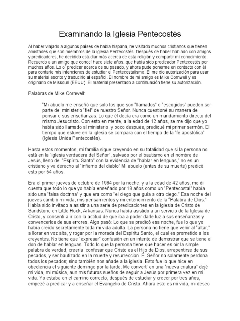Análisis de la Iglesia Pentecostés | PDF | Pentecostalismo | Cristo ...